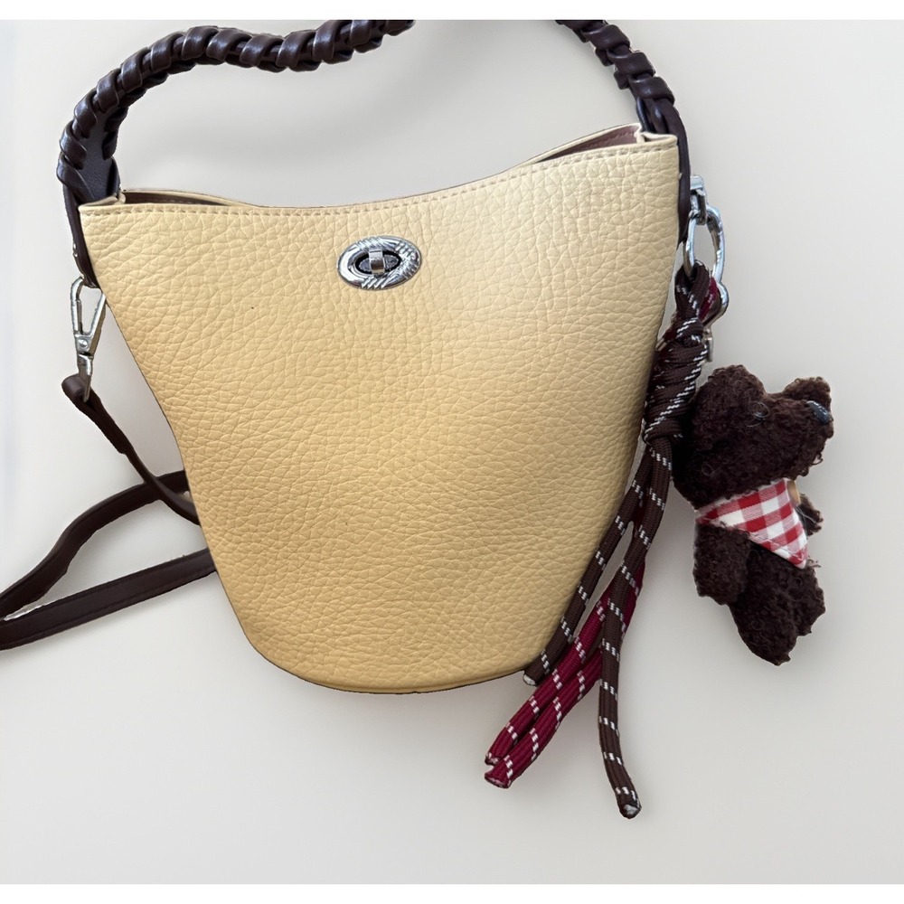 Pebbled Mini Bucket Bag Yellow 7 X 7